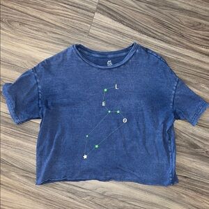 aerie Blue Tee with Neon Green Star Constellation Graphic Leo